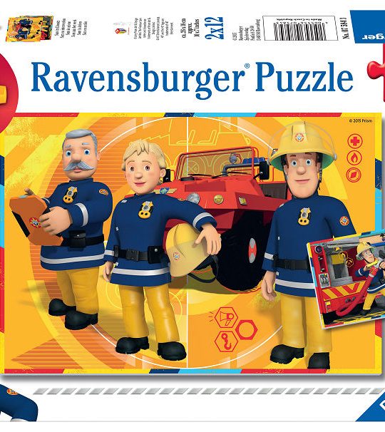 Puzzel 2x12 stukjes Brandweerman Sam aan het werk