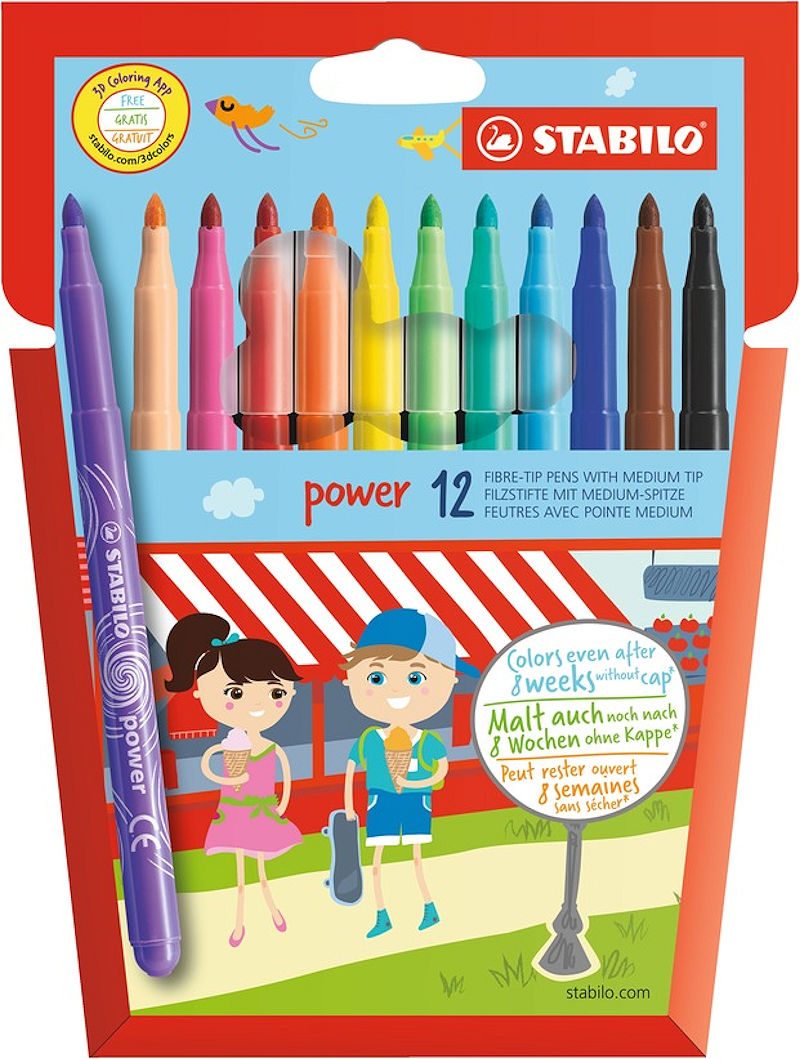 Stabilo Power viltstift kunststof etui 12 stuks