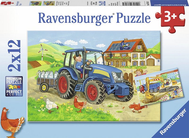 Puzzel 2x12 stukjes Bouwplaats en boerderij