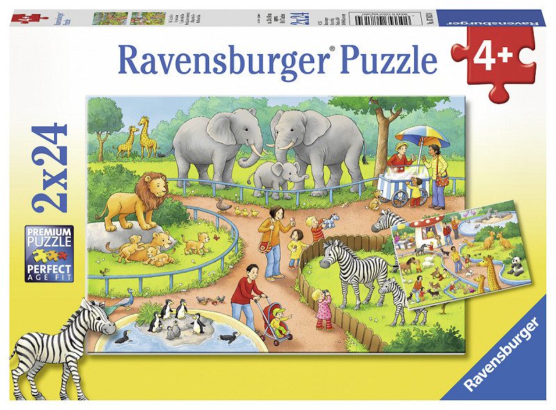 Puzzel 2x24 stukjes Een dag in de dierentuin