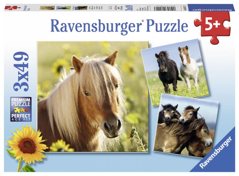 Puzzel 3x49 stukjes Schattige Pony's