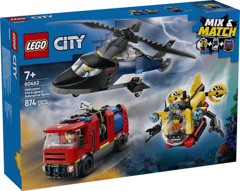 LEGO City Voertuigen Helikopter, brandweerauto en onderzeeër