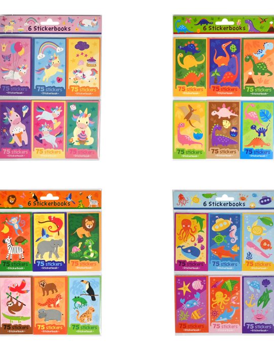 Stickerboekjes set 6 stuks a 75 stickers assorti