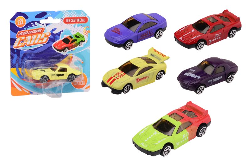 Kleur veranderende die cast auto 1:64 op kaart - 4 assorti