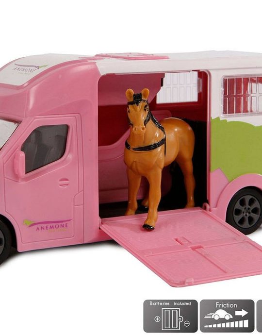 Kids Globe Die Cast Paardentruck roze 20 cm met L+G
