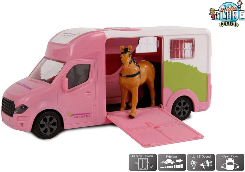 Kids Globe Die Cast Paardentruck roze 20 cm met L+G