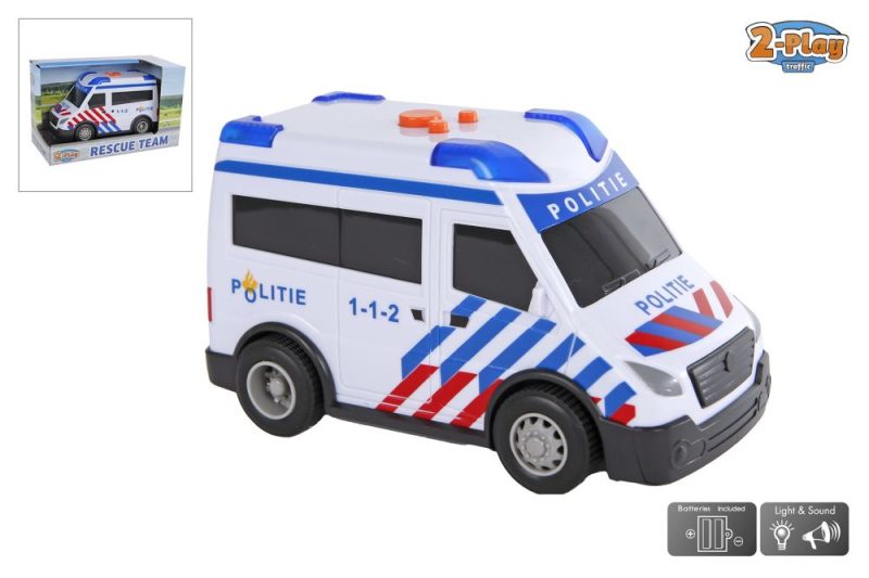 2-Play politieauto tankauto NL free wheel licht geluid 14cm