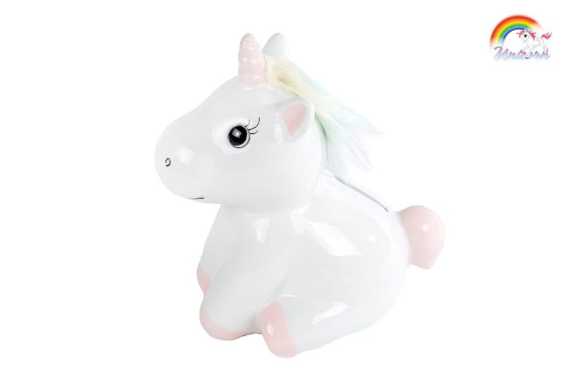 Unicorn spaarpot roze aardew 14,8x10,4x16,5cm