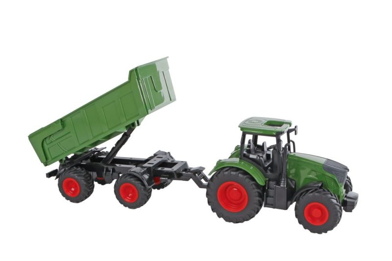 Kids Globe tractor met trailer freewheel 41cm