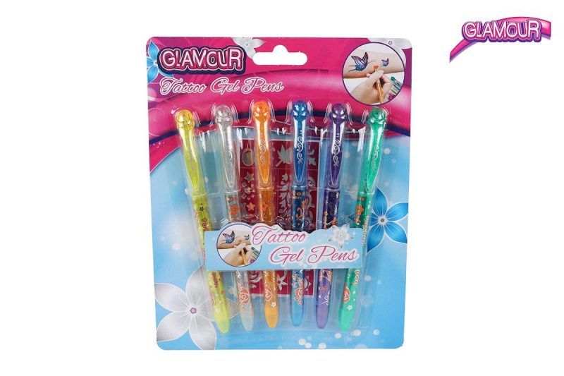 Glamour glitter tattoo pennen 6stuks